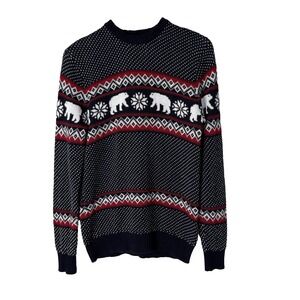 Aspen Bear Fair Isle Sweater Mens Small Classic Preppy Cozy Fisherman Vacation